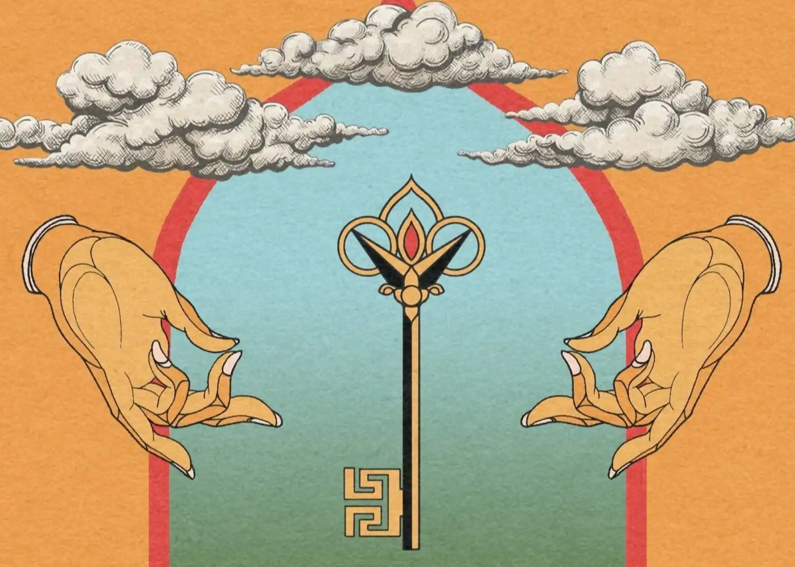 Ornate golden key.